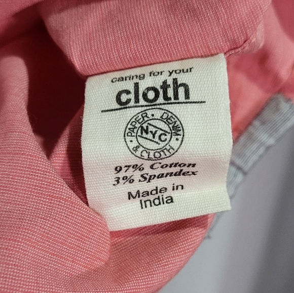 Paper Denim & Cloth Men's Pink Slim Fit Short Sleeve Button-Up Shirt Size Large - Picture 5 of 5